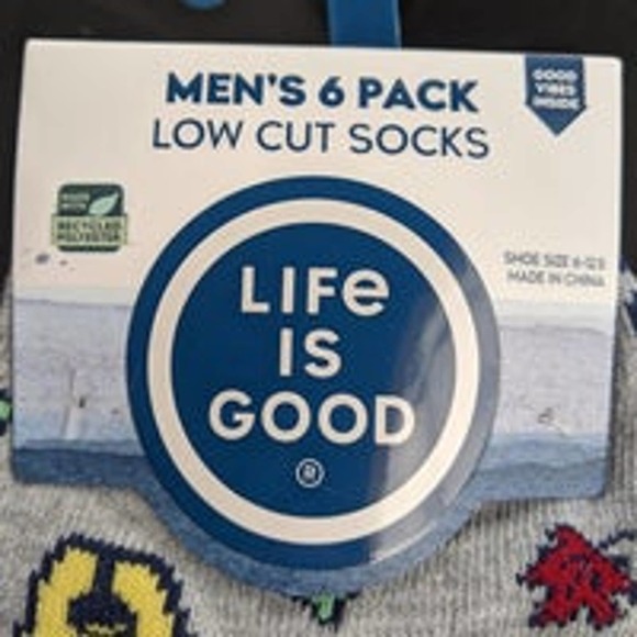 Life Is Good Mens 6 Pack Low Cut Socks Fits Shoe Size 6-12.5 Grey Rocket NEW - Picture 2 of 6
